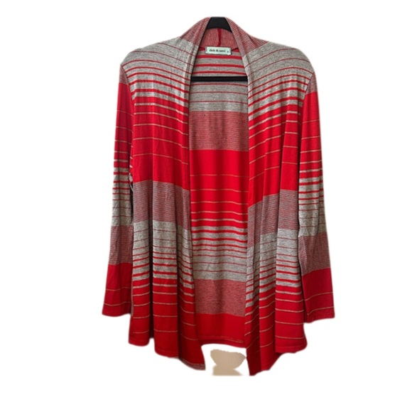 Chris & Carol Sweaters - red & gray Chris & Carol striped cardigan